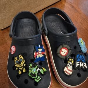 CROCS Kids Black Slippers with Cartoon Charms